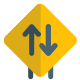 Up and down arrows on a sign board icon