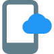 Smartphone with cloud connected storage plan layout icon