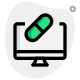 Research medication on a desktop computer isolated on a white background icon