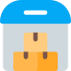 Airport warehouse with delivery boxes storage facility icon