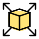 Cube shape in outward direction isolated on a white background icon
