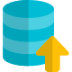 Database uploading on a server machine isolated on a white background icon