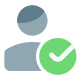 Check mark on a classical user for authentication and approval icon