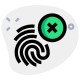 Finger print scan on smartphone with error logotype layout icon