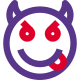 Teasing tongue face demon emoticon with horns icon