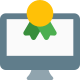 Online gaming competition on desktop double ribbon award icon