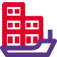 Shipping container loaded on overseas ship logistics icon