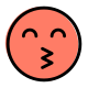 Kissing face expression emoji with eyes closed icon