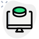 Research and development of medicine done on a computer system icon