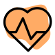 Cardiology department in the hospital with a heart and an oscillating wave logotype icon