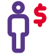 Salary transferred in dollar money tender layout icon