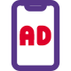 Advertisement displayed on smartphone with notch display icon