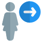 Businesswoman with a right direction arrow indication icon
