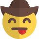 Pictorial representation of cowboy emoticon with tongue stuck out icon