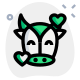 Happy cow with hearts revolving around emoji icon