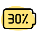 Thirty percent phone battery charging level layout icon