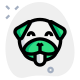 Happy smiling pug dog face with tongue-out emoji icon