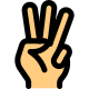 Three fingers hand gesture with front of the hand icon