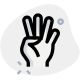 Four fingers hand gesture with front of the hand icon