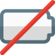 Battery not available or damaged with crossed layout icon