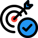 Arrow on its target concept of task accomplishment icon