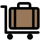 Heavy baggage being transported to a facility through a trolley icon