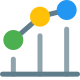 Dotted line chart with x y plot scattered icon