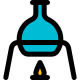 Round body flask on a burning test apparatus icon