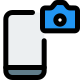 Cell phone with in-built camera setup logotype icon