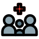 Family medicine system with plus logotype layout icon