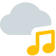 Music on cloud network isolated on white background icon