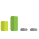 Less or half signal bars for phone signal reception icon