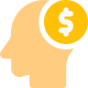 Head with dollar sign concept of money on mind icon