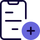 Add a new content in a smartphone with plus logotype icon