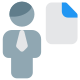 Businessman sharing a single file on an online server icon