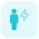 Employee with a flash layout isolated on a white background icon