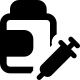 Ingredients of a syringe made from a medication pills icon