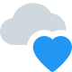 Favorite cloud location for storage with heart shape icon