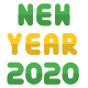 Happy new year two thousand twenty text icon