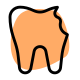 Tooth repair with chipped on side isolated on a white background icon