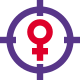 Female candidate to be hired - crosshair target icon