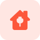 Home with energy plug connected isolated on a white background icon