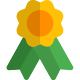 Flower shaped emblem reward with double ribbon icon