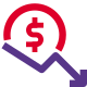 Fluctuating dollar rate in downfall trend performance icon