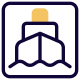 Ship logotype for seaport and logistics layout icon