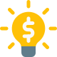 Lamp with dollar sign money idea concept icon