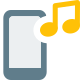 Cell phone music with note symbol layout icon