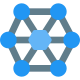 Atom structure with lattice holding each other icon