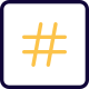 Social media hashtag with arrow isolated on a white background icon