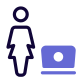 Businesswoman working online on a laptop computer icon